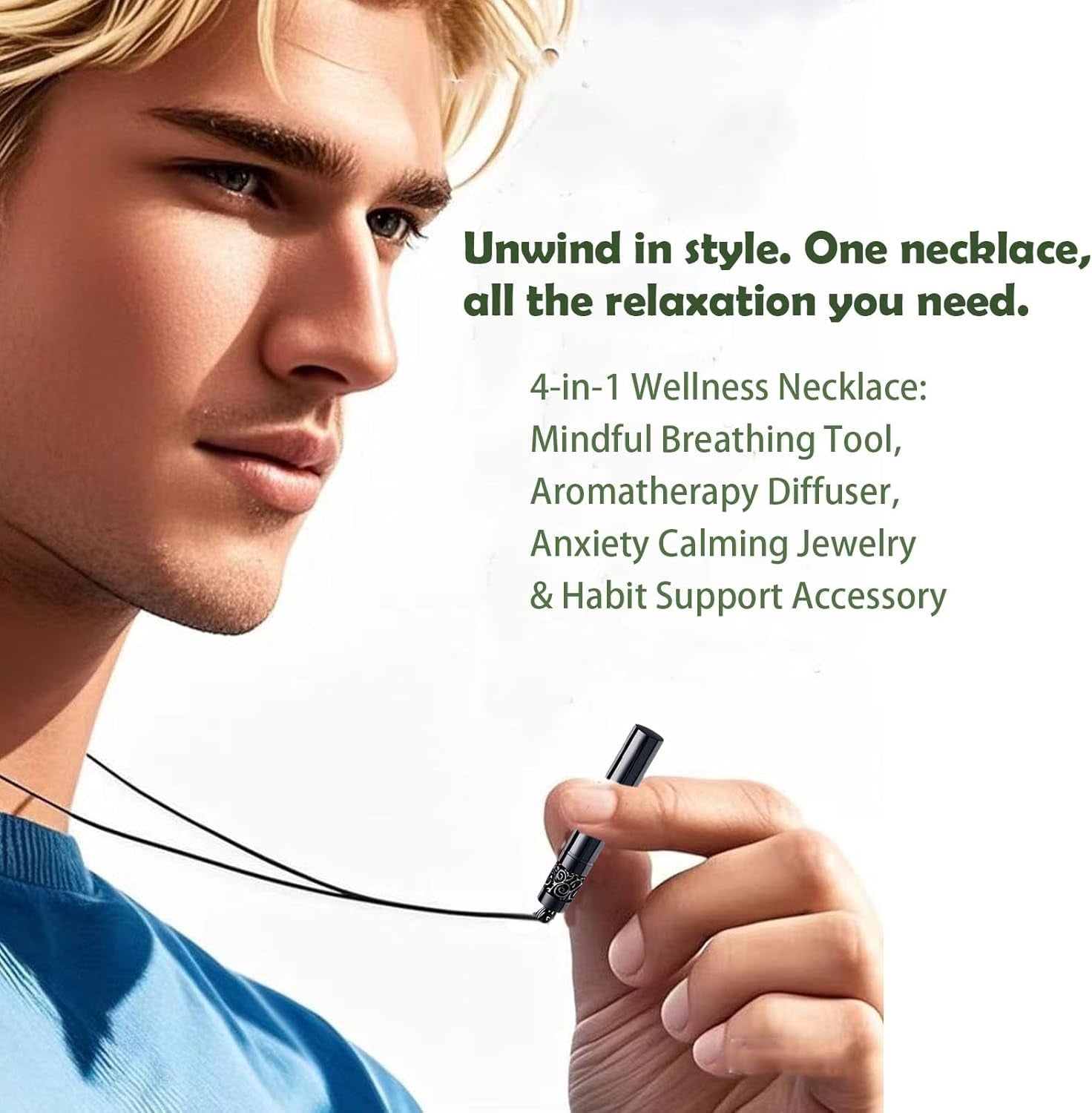 Stainless Steel Mindfulness Breathing Necklace for Anxiety Original Upgrades Breathlink with Essential Oil Diffuser Multifunctional Jewelry