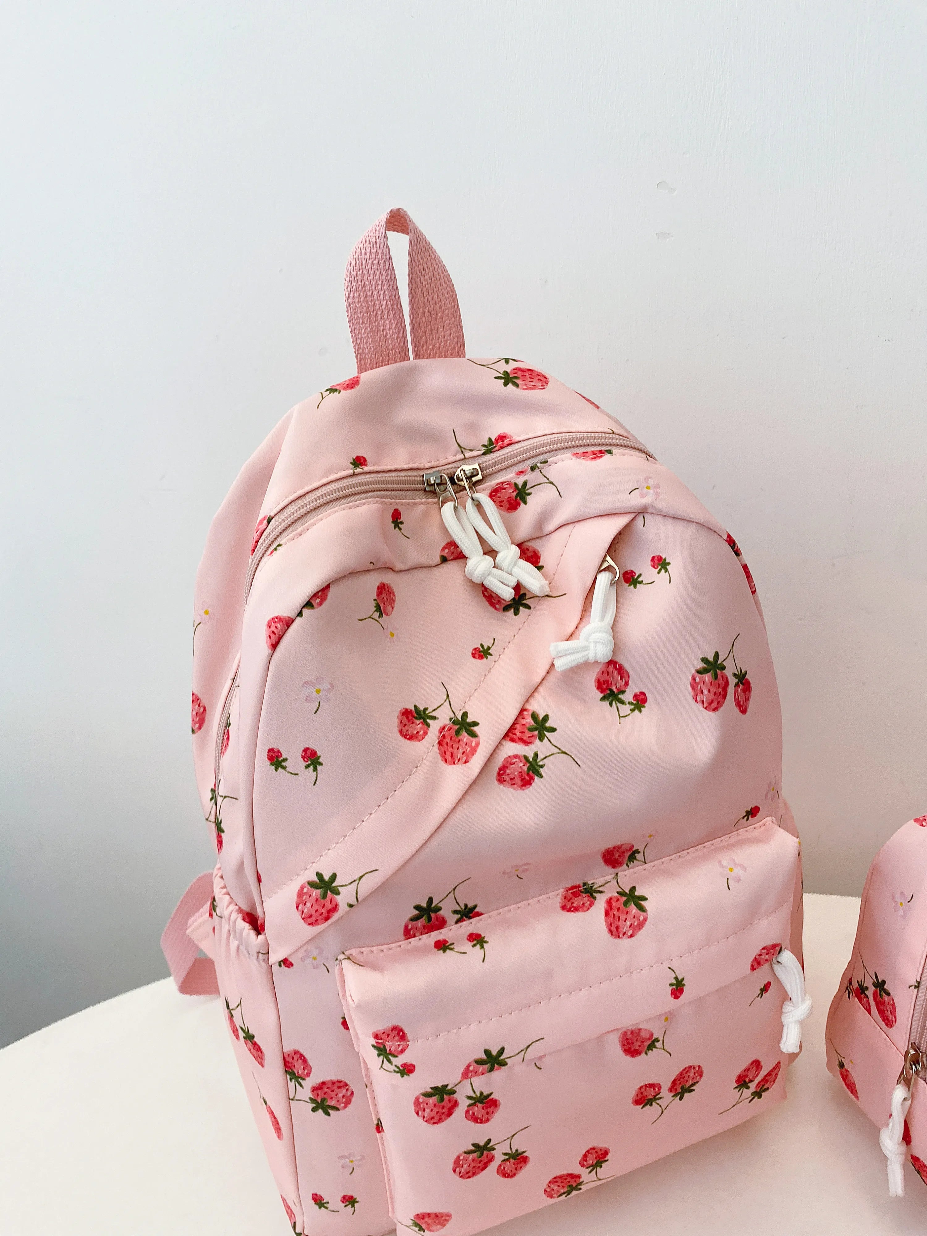 3-Piece Strawberry Print Canvas Bag Set