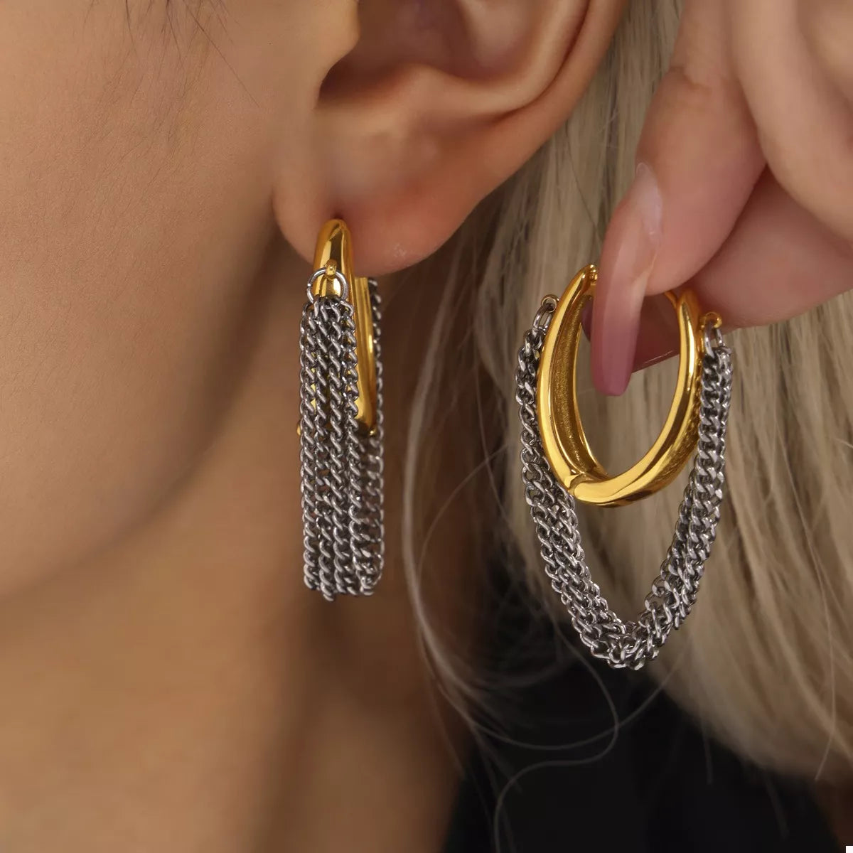 Chunky Chain Hoop Earrings