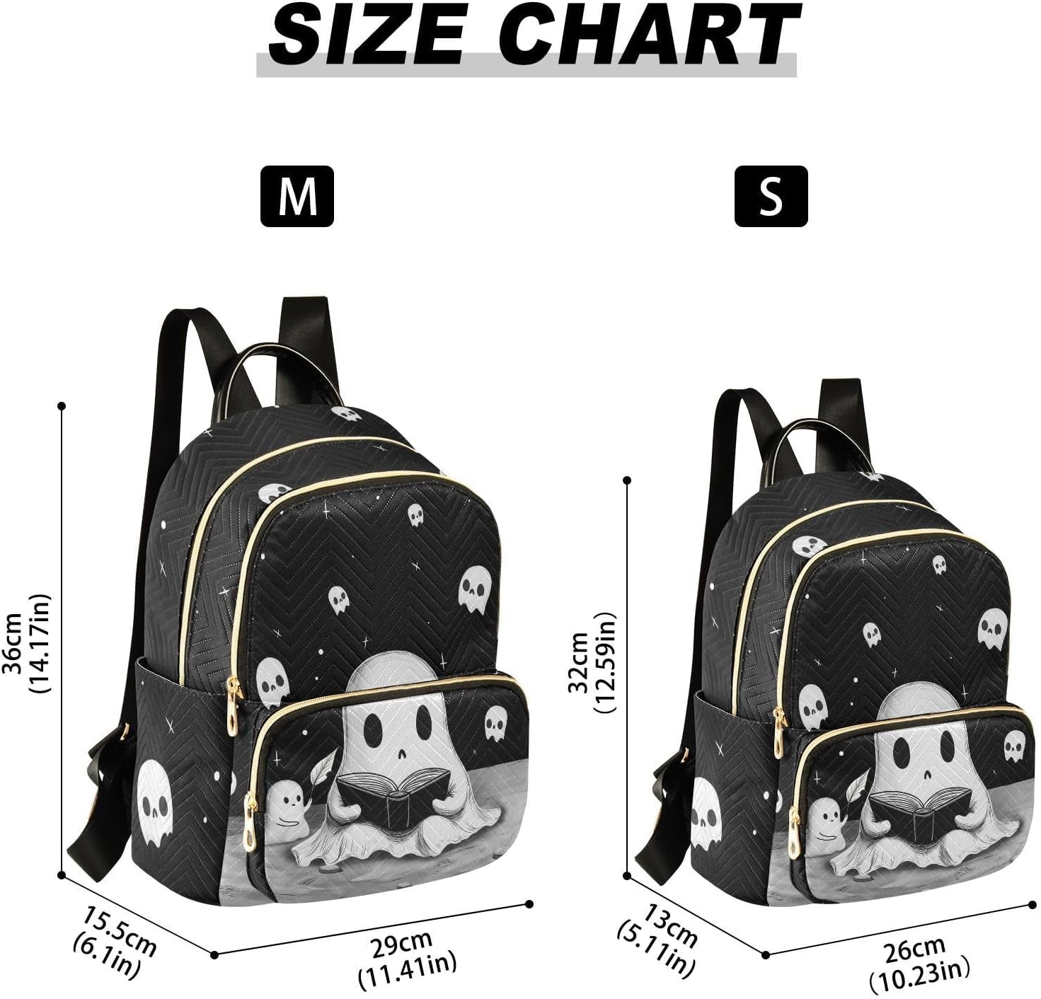 Cute Ghost Quilted Backpack Purse for Women Fashion Small Backpack Shoulder Bag Travel Casual Daypack M