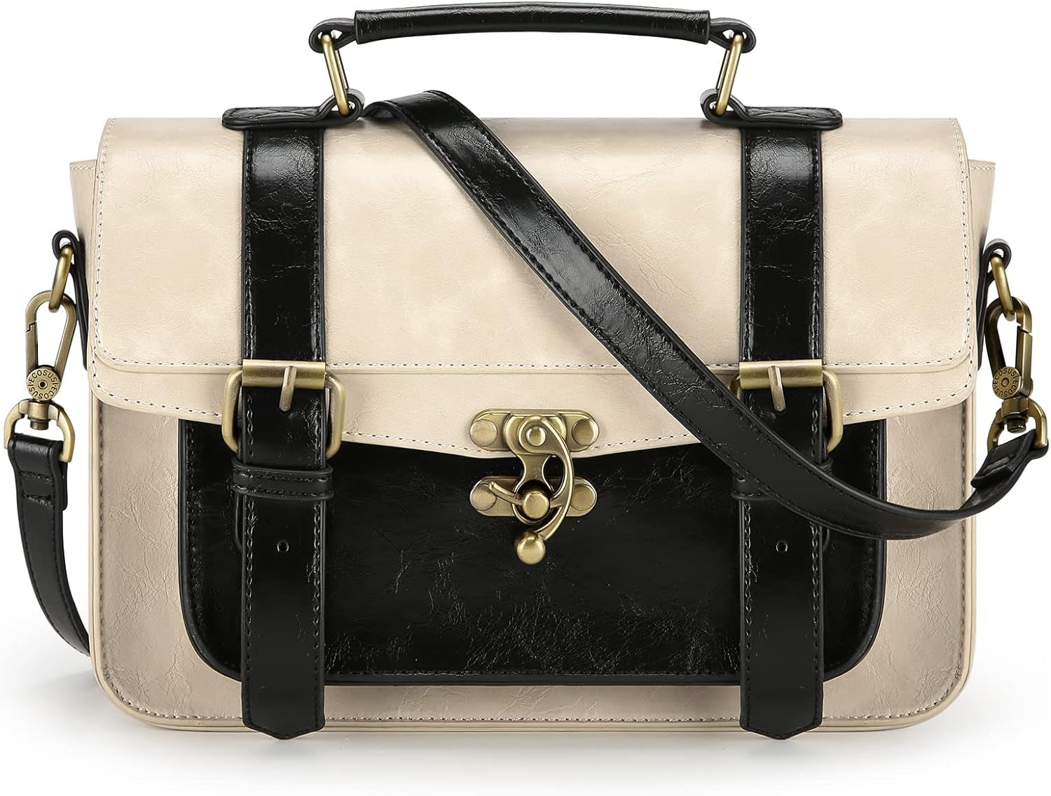 Women PU Leather Satchel Purse Vintage Small College Crossbody Messenger Bag Work Cross-Body Bag