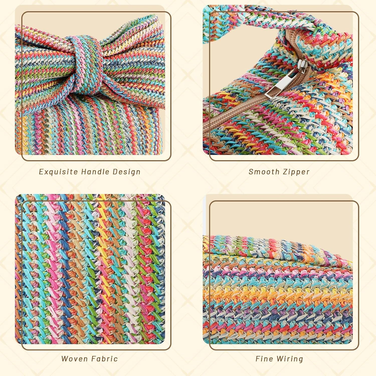 Bow Straw Clutch Purses for Women Summer Woven Rattan Handbags Wicker Beach Tote Bag 2025