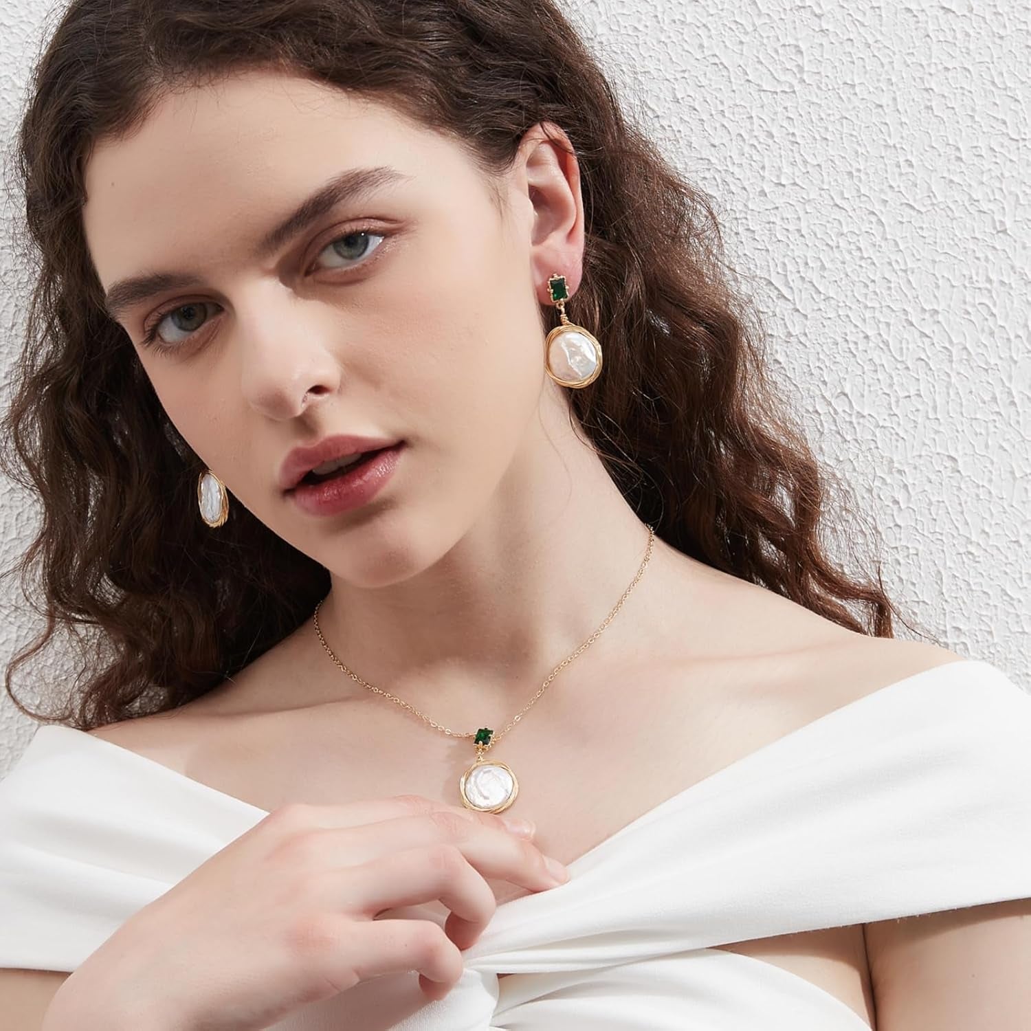 Pearl Earrings for Women,Baroque Freshwater Pearl Earrings for Women, Wire Wrap Gold Pearl Drop Earrings Jewelry, Handmade Jewelry Gift for Mom Lover Her (14K Gold Plated）