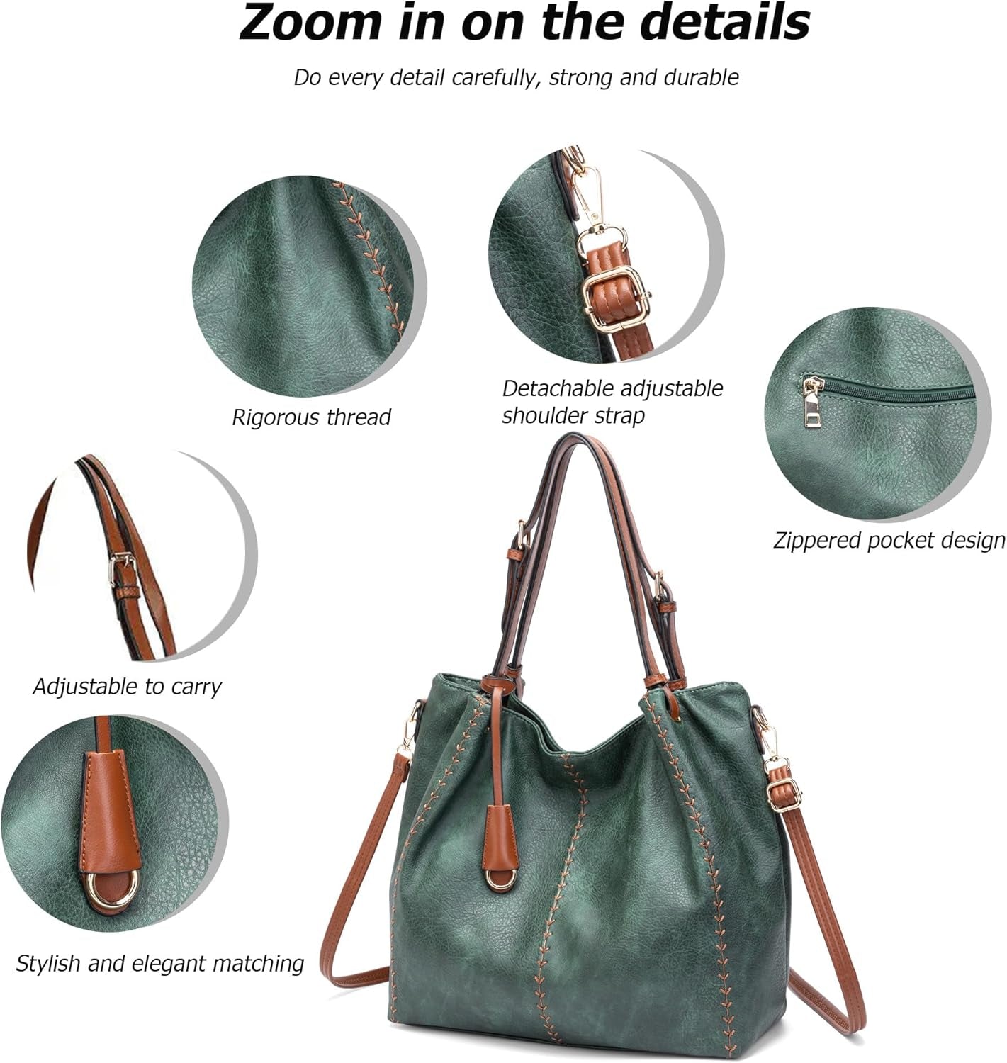 Casual Faux Leather Tote Hobo Bag for Women