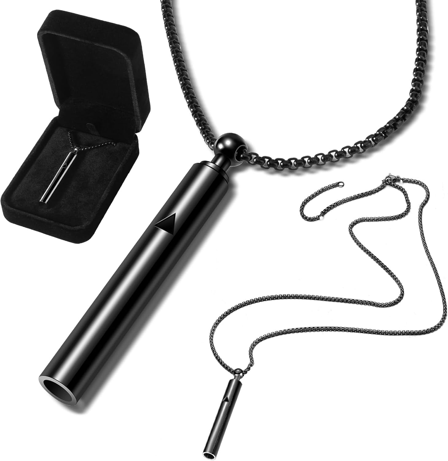 Breathing Necklace for Anxiety – Breathlink Anti-Smoking Necklace, Stainless Steel, Mindful Breathing Tool, Stress Relief Jewelry