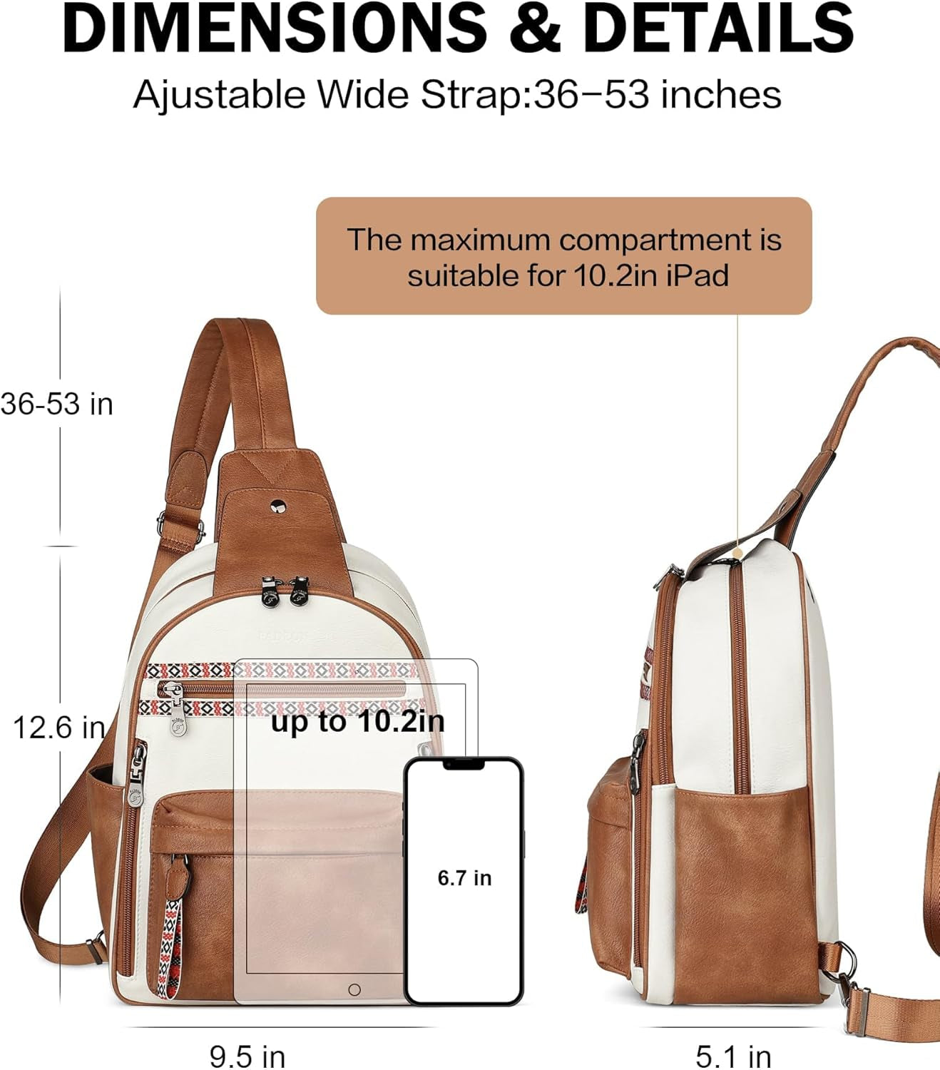 Large Sling Bag for Women, Leather Crossbody Purse Designer anti Theft Sling Backpack, RFID Fanny Packs for Travel