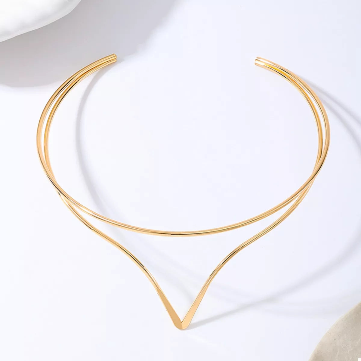 Double Layer V-Shaped Choker Necklace