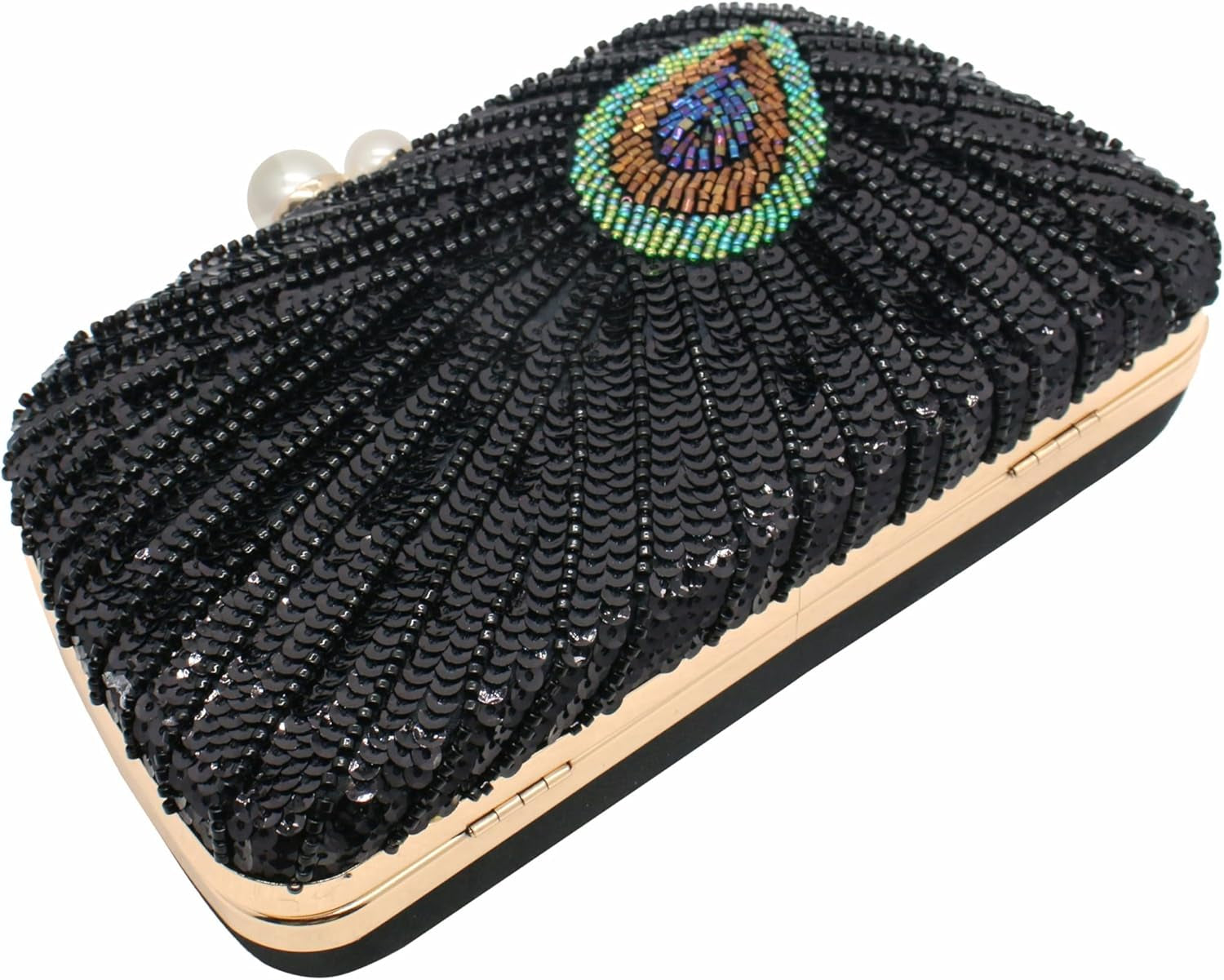 Women Vintage Beaded Sequin Clutch Purse Sparkly 1920S Peacock Evening Bag Luxury Wedding Bridal Purse
