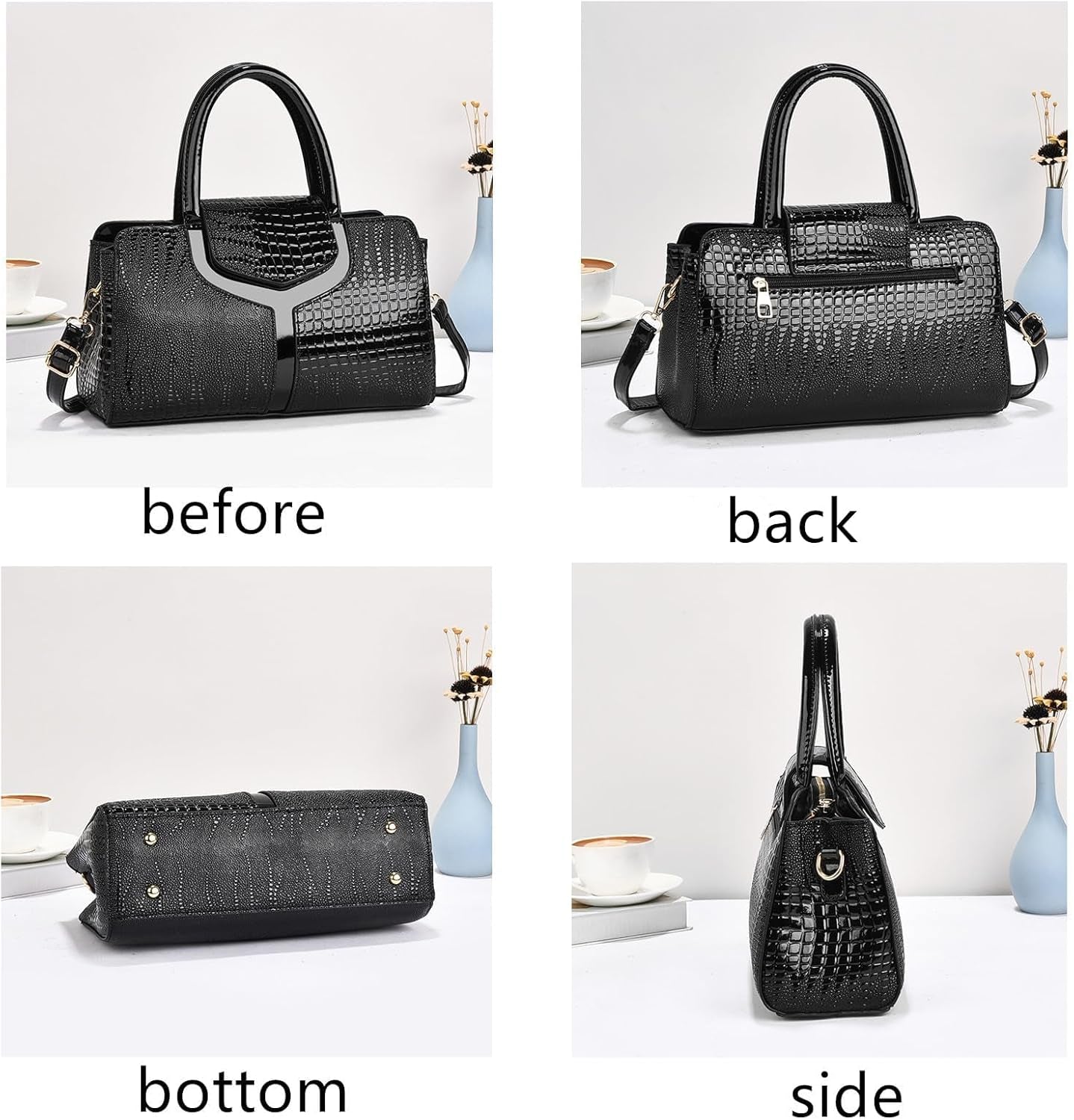 Top Handle Satchel Bags Shoulder Crossbody Purse Retro Crocodile Hobo Handbag Cluth Purse for Women