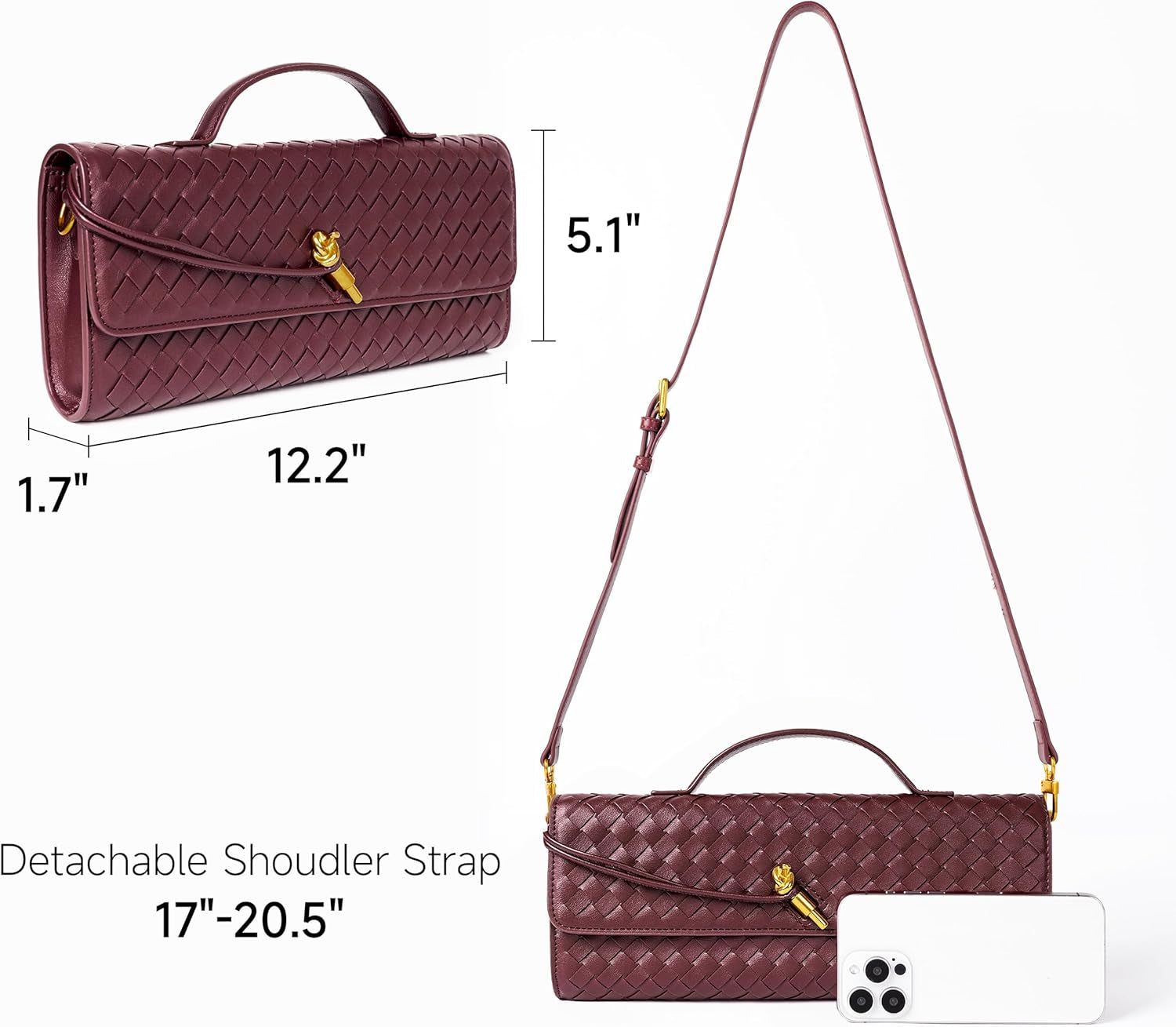 Woven Purse for Women Evening Clutch Woven Leather Handbags Crossbody Bag Purse Formal Evening Bag, Vegan Leather