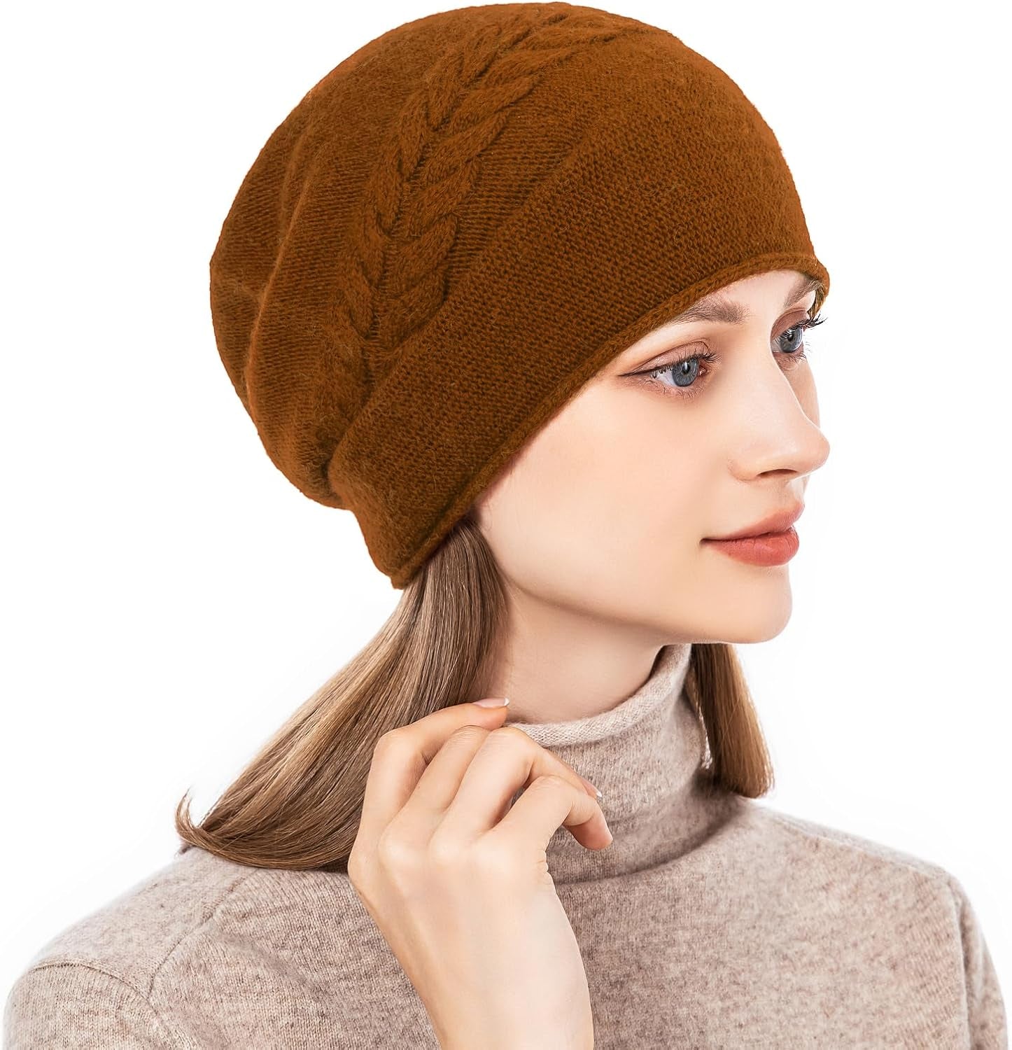 Knit Slouchy Beanie Hats for Women Cashmere Ski Cap Knitted Wool Soft Warm Winter Hat