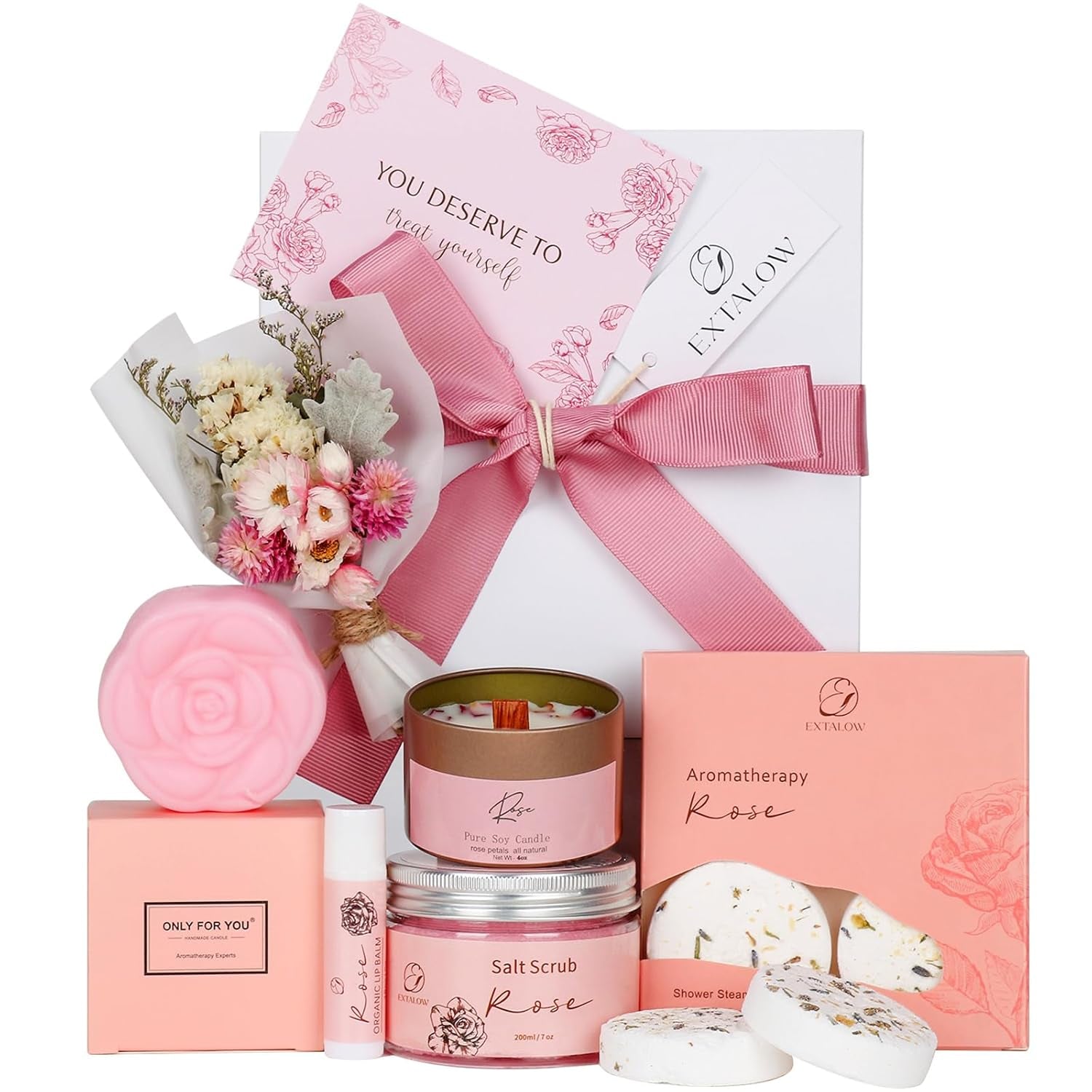 Spa Gifts for Women Bath and Body Gift Basket Christmas Gifts Rose Home Spa Set Self Care Gifts for Mom Sister Her Wife Birthday Gifts for Women Spa Kit Care Package Thank You Gifts