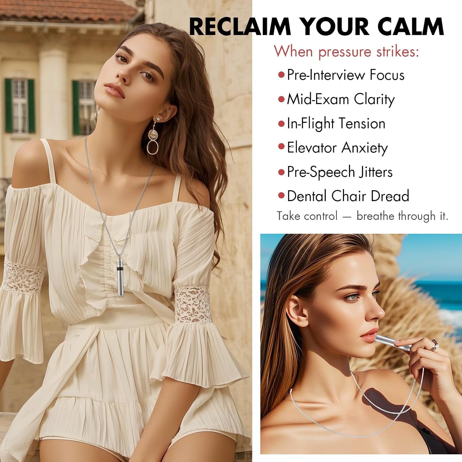 528 Hz Breathing Necklace for Anxiety Relief anti Smoking Necklace Quit Smoking Meditation Tuning Whistle Fum Vaporless Inhaler for Natural Calm Stress Relief