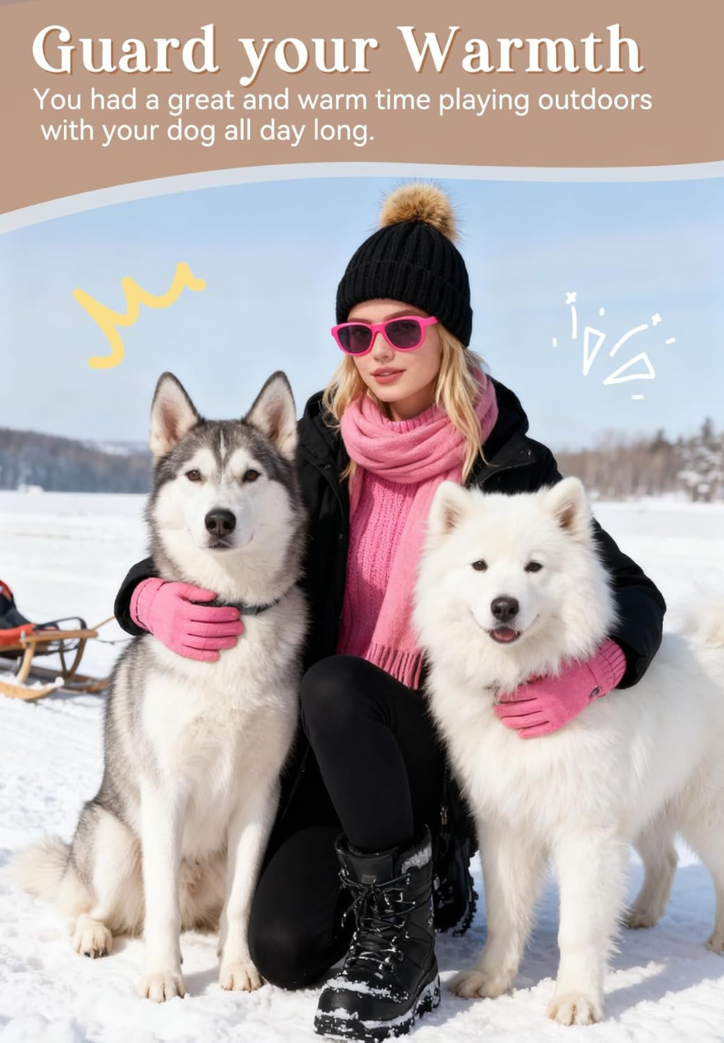 Winter Satin Lined Beanie Hats for Women - Fur Pom Pom for Hats Warm Thick Silky Knit Beanies Slouchy Fashionable Cap