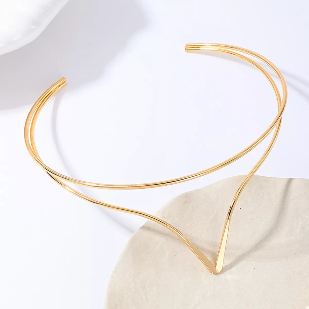 Double Layer V-Shaped Choker Necklace