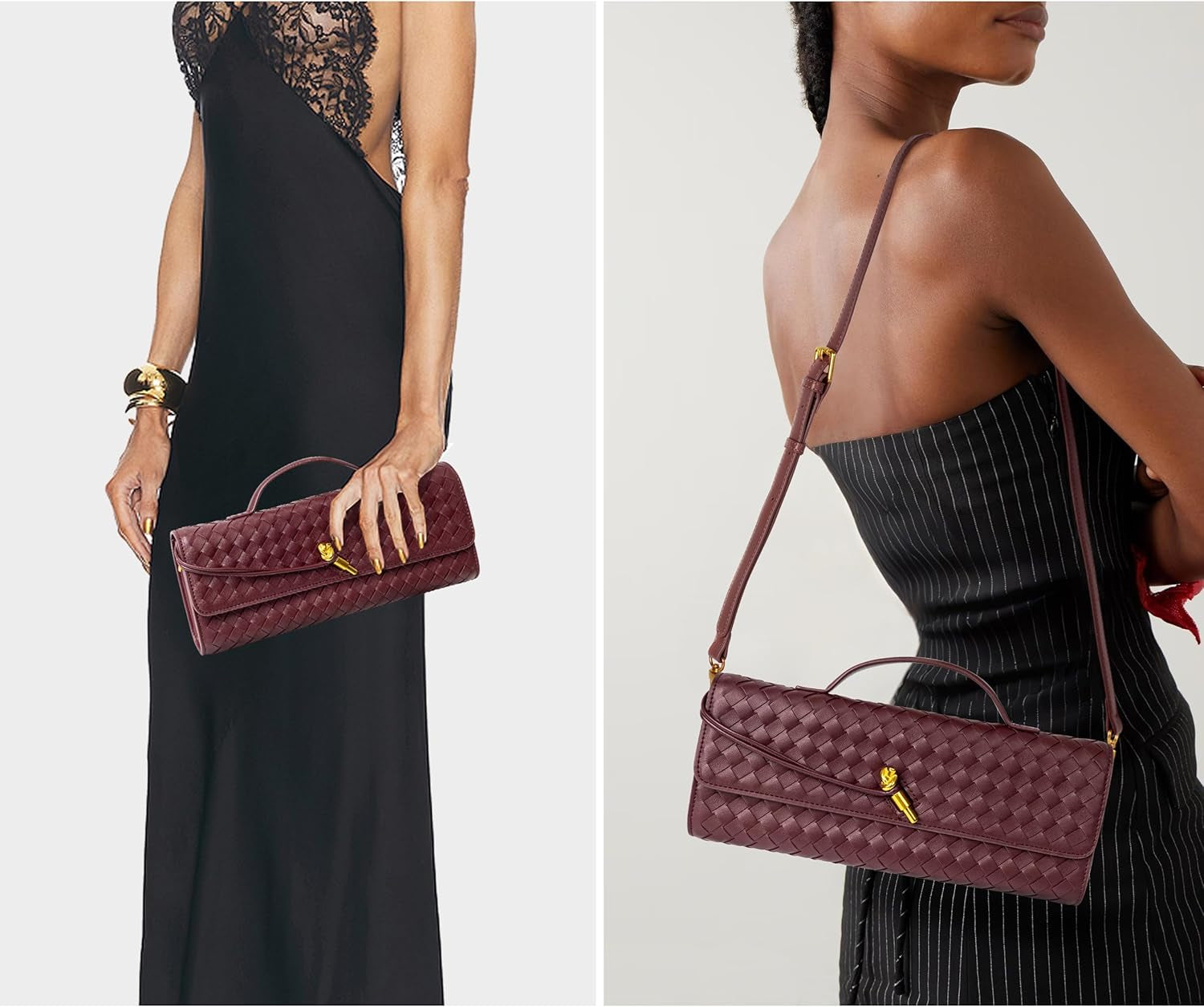 Woven Purse for Women Evening Clutch Woven Leather Handbags Crossbody Bag Purse Formal Evening Bag, Vegan Leather