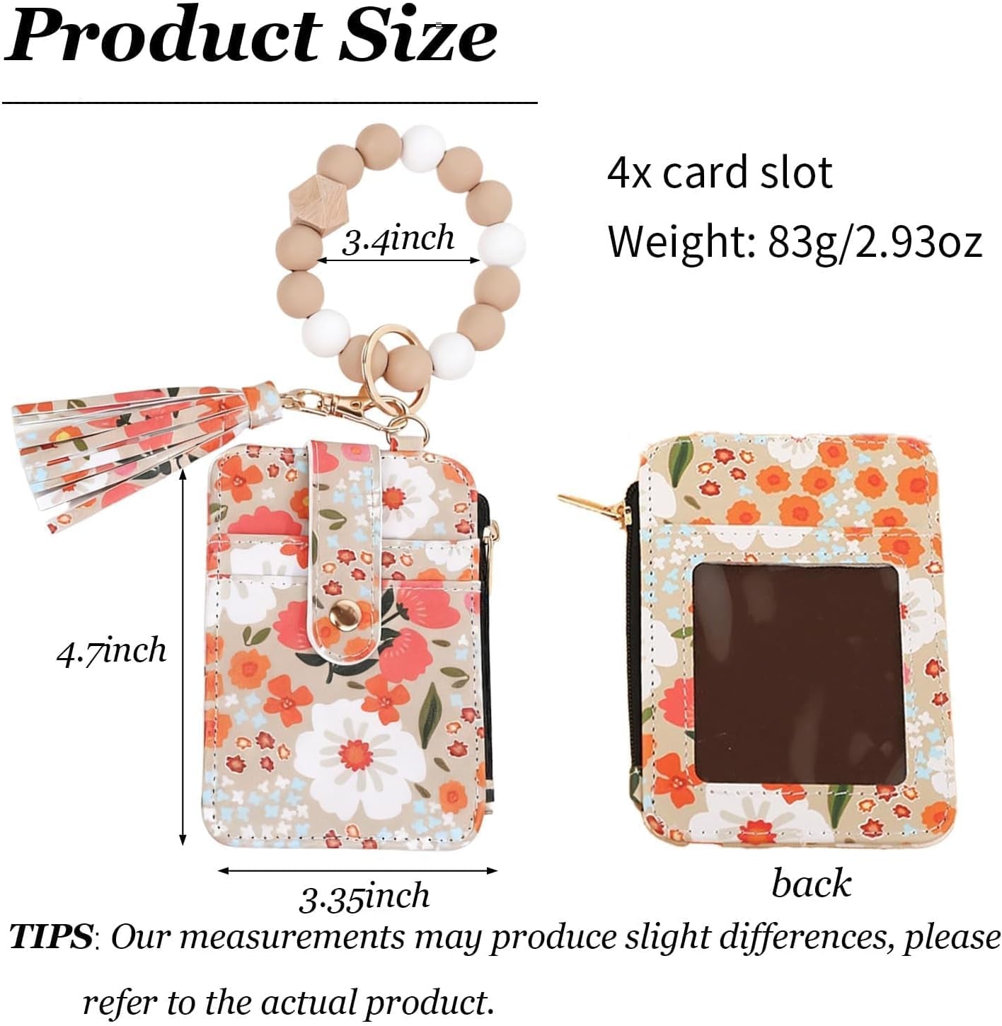 Women Boho Beaded Wallet Keychain Wristlet Wallet for Women Tassel Silicone Keychain Card Holder Small Purse Gifts