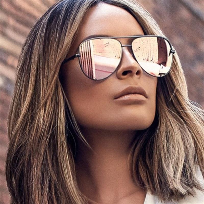Pink Pilot Sunglasses Women Quality Metal Mirror Sun Glasses