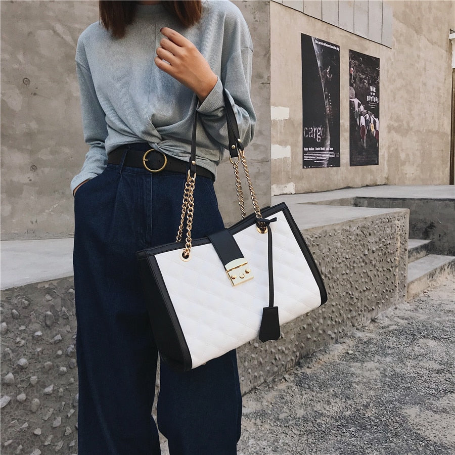 Large Capacity Pu Leather Chain Crossbody Bag High Quality