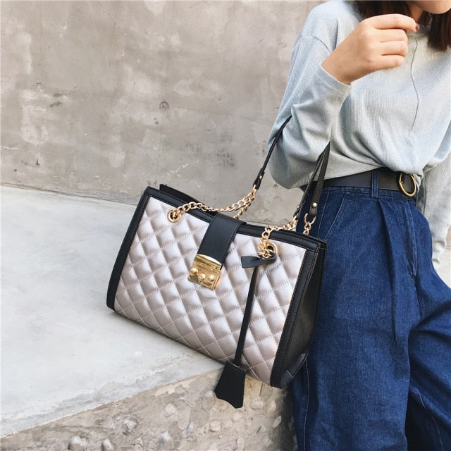 Large Capacity Pu Leather Chain Crossbody Bag High Quality