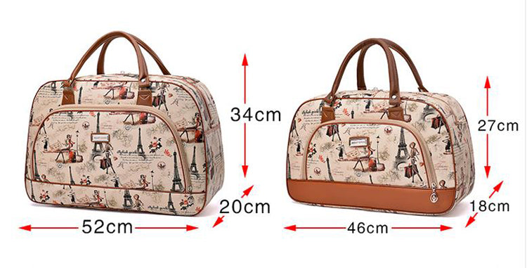 Women Travel Bags Pu Leather Large Capacity Waterproof Print