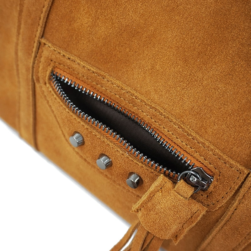 Genuine Leather Fringe Boston Shoulder Bag Hip Casual Suede Crossbody