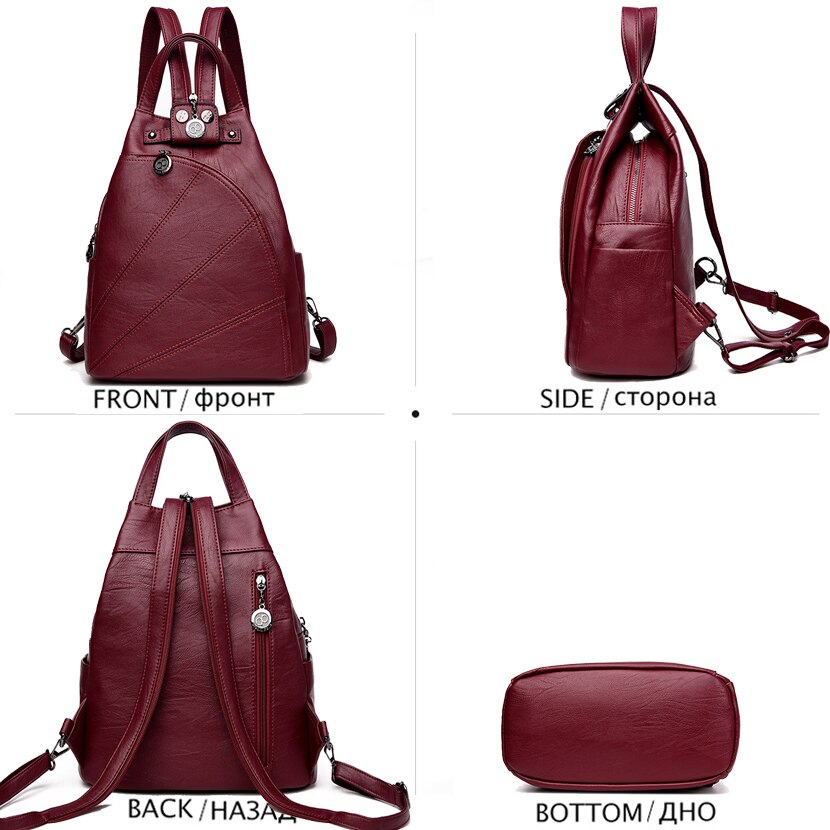 Fashion Backpack Female Leather Backpack  Luxury Travel Bag Large Capacity