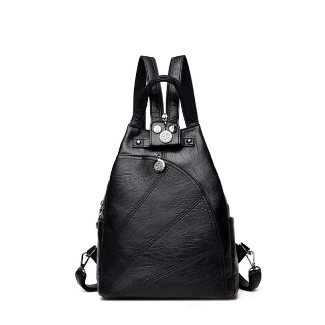 Fashion Backpack Female Leather Backpack  Luxury Travel Bag Large Capacity
