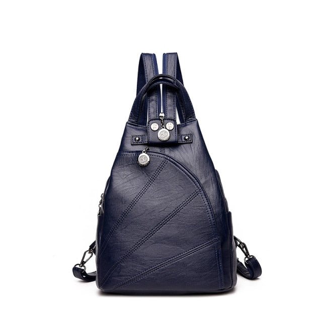 Fashion Backpack Female Leather Backpack  Luxury Travel Bag Large Capacity
