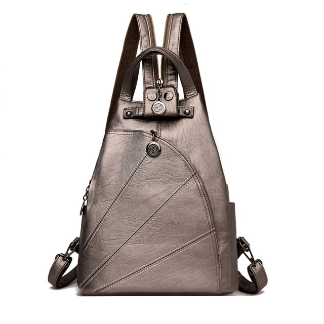 Fashion Backpack Female Leather Backpack  Luxury Travel Bag Large Capacity