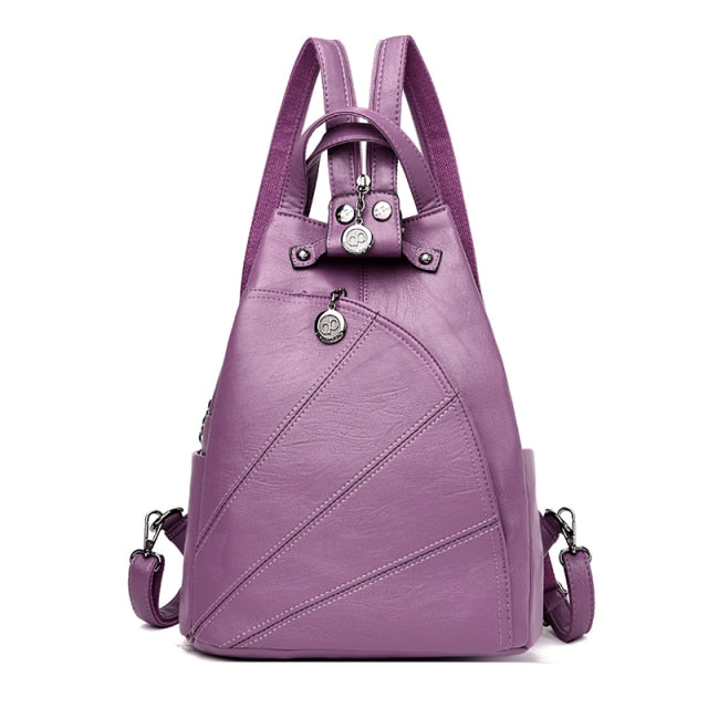 Fashion Backpack Female Leather Backpack  Luxury Travel Bag Large Capacity