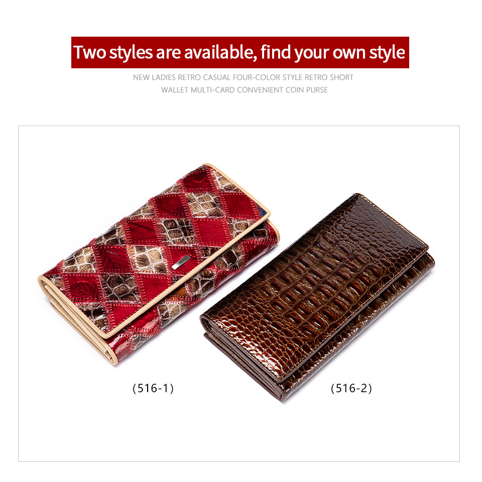Genuine Leather Patchwork Wallet for Women Clutch Bags for Cellphone