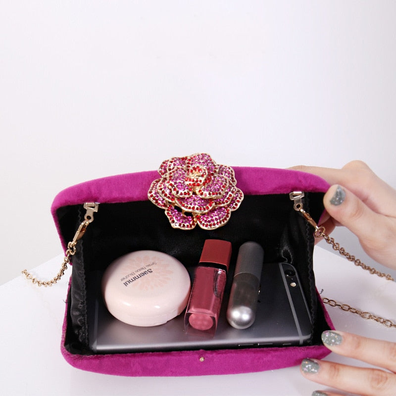 Velvet Clutch Bag for Women Luxury Designer Purse