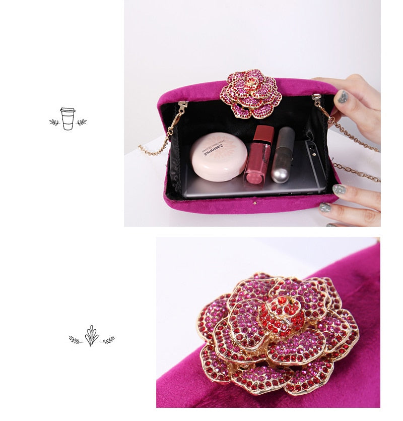 Velvet Clutch Bag for Women Luxury Designer Purse
