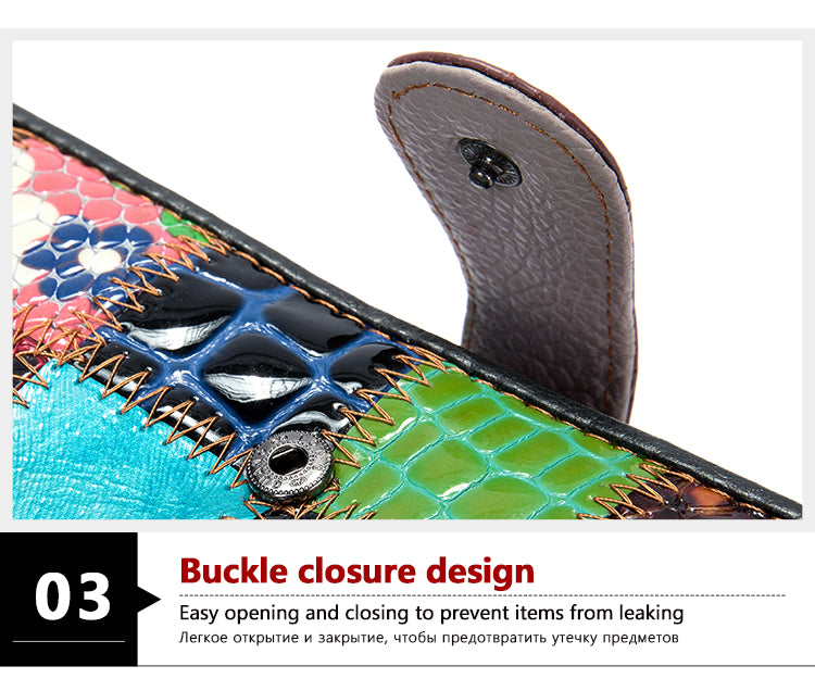 Genuine Leather Patchwork Wallet for Women Clutch Bags for Cellphone