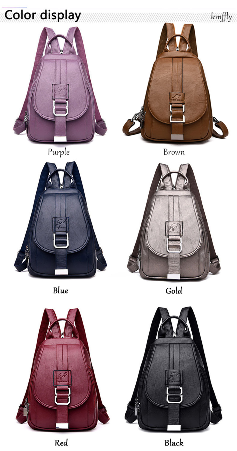 Large Capacity Leather School Backpack For Women