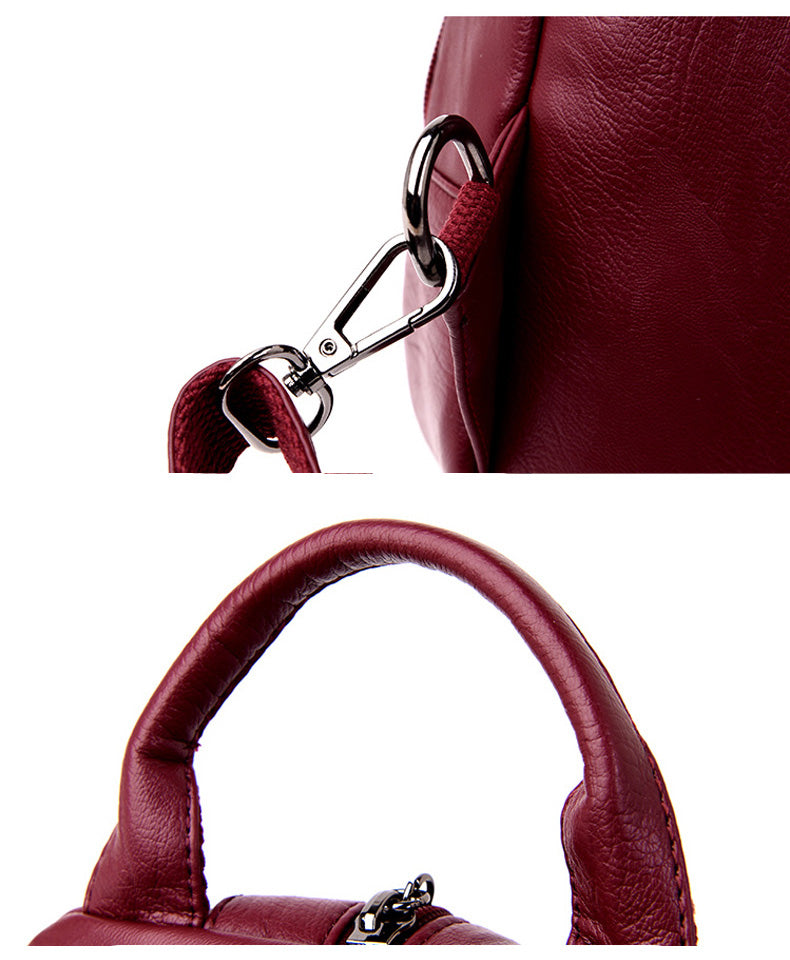 Large Capacity Leather School Backpack For Women