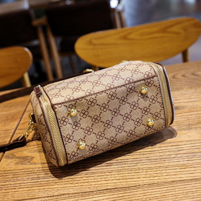 Women Bag New Trend With Top Handle Luxury Shoulder Crossbody Leather Vintage Fashion Small Plaid Handbag