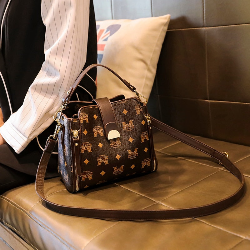 Women Bag New Trend With Top Handle Luxury Shoulder Crossbody Leather Vintage Fashion Small Plaid Handbag