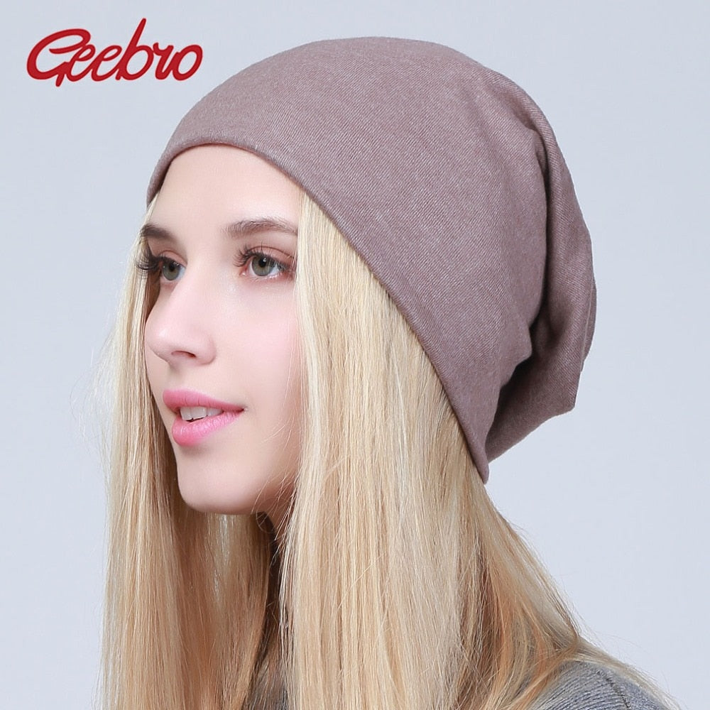 Women's Plain Beanie Hat Spring Cotton Slouchy Beanie for Women Knitted