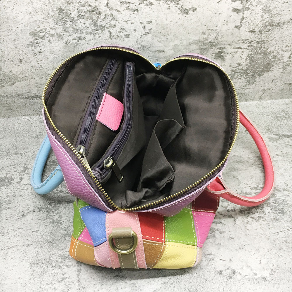 Multicolor Genuine Leather Patchwork Handbag Fashion Shell Shape