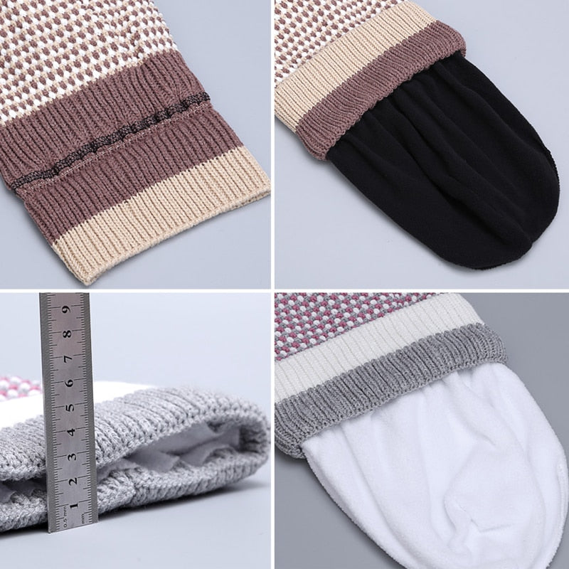 New Double layer Plus Velvet Warm Hat Knitted Beanie Fashion