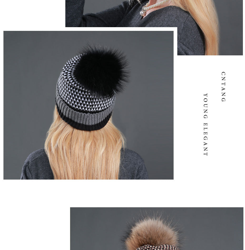 New Double layer Plus Velvet Warm Hat Knitted Beanie Fashion