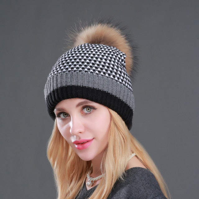 New Double layer Plus Velvet Warm Hat Knitted Beanie Fashion