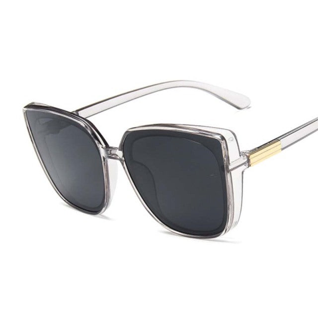 Cat Eye Sunglasses Woman Vintage Black Mirror Sun Glasses For Fashion Big Frame cool and sexy!