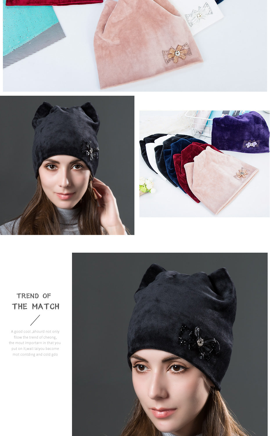 Cute With Flower Caps Winter Warm Women Hats Flannel Autumn Beanies Fashion Girls Hat Velvet For Female