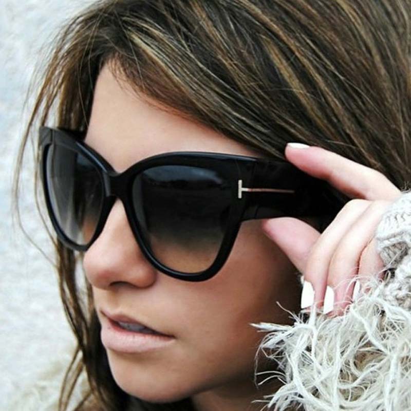 Oversized Sunglasses Big Frame Cat Eye Gradient Lens Glasses Vintage