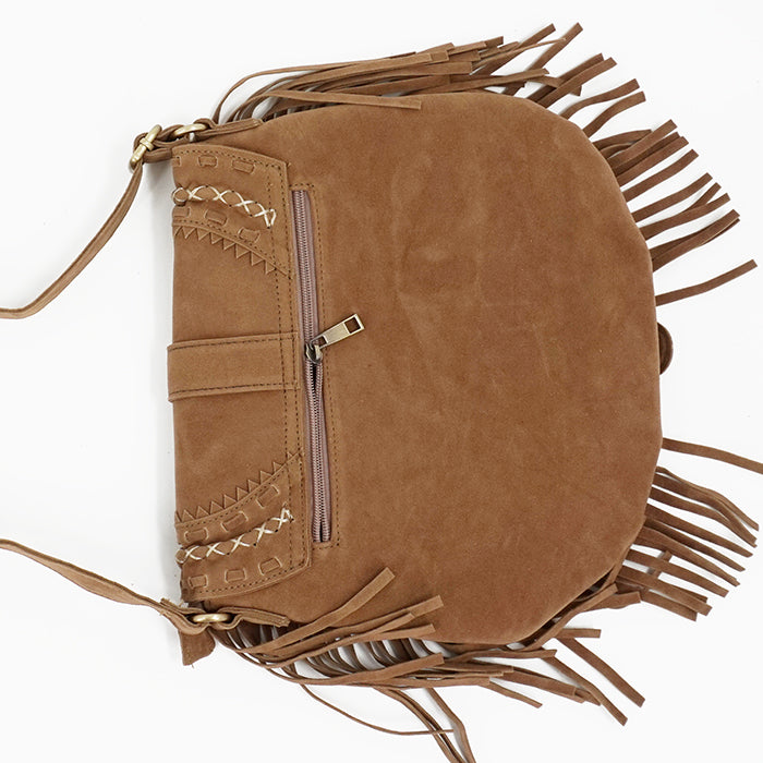 Suede Fringe Tassel Boho Hippie Bohemian Cross body Bag