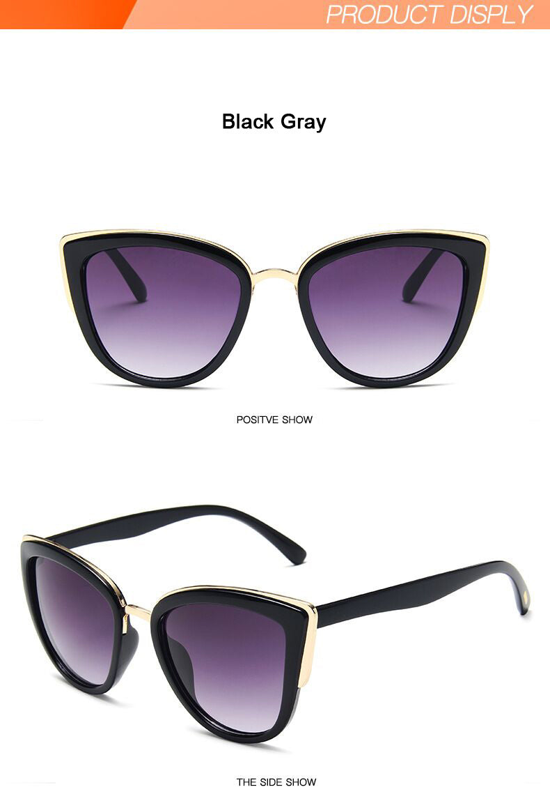 Vintage Cat Eye Sunglasses Women Retro Driving Round Metal Frame Sun Glasses Mirror UV400