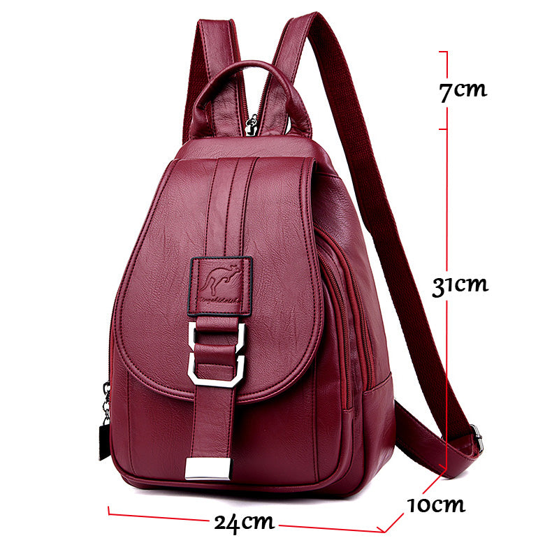 Large Capacity Leather School Backpack For Women